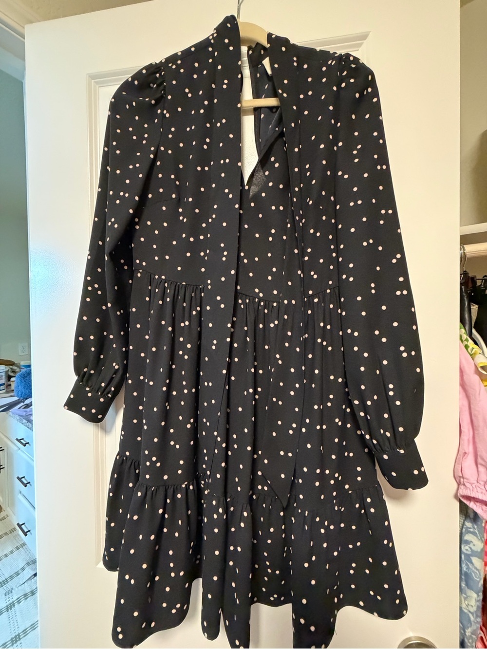 kate spade Black Dress with Light Pink Polka Dots